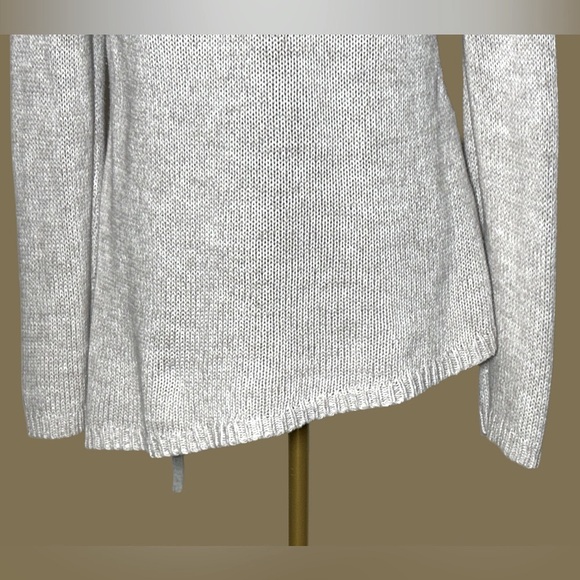 Carbon2Cobalt Tan Gray Cotton Sweater w/ Collar Cutouts & Asymmetrical Hem, S - Picture 11 of 16